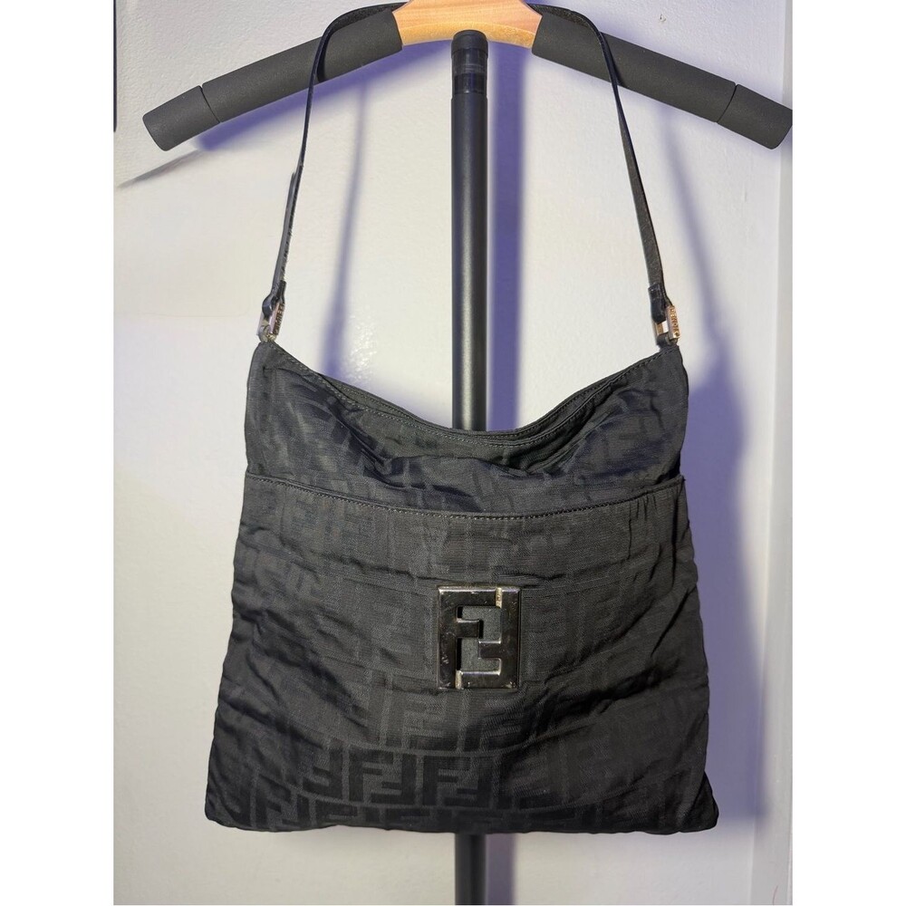 Fendi Black FF Logo Shoulder Bag with Peekaboo silver FF. COA included.